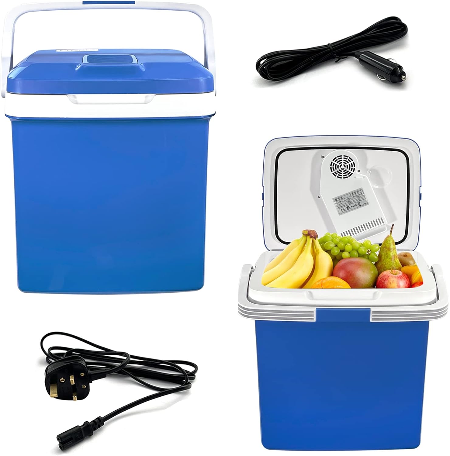 Crystals Thermoelectric 24L/26L 240V AC & 12V DC Electric Cool Box, Heating and Cooling Functions, Portable Travel Cooler Box Camping Car Mini Fridge (26L Cooler & Warmer)