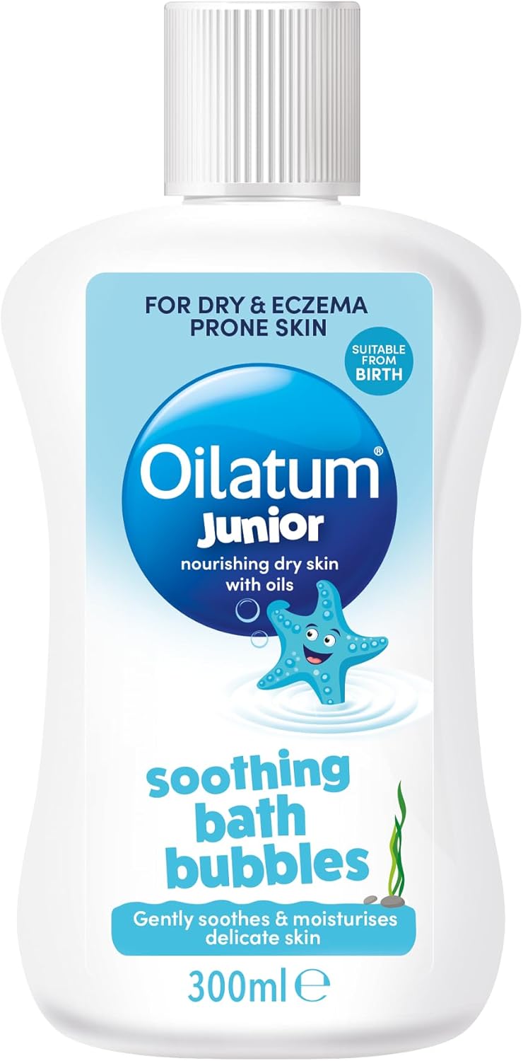 Oilatum Junior Soothing Bath Bubbles, For Dry, Sensitive & Eczema-Prone Skin, Gentle Cleanser Soothes & Moisturise Delicate Skin, Everyday use for Babies & Children, Fragrance Free, 1 x 300ml