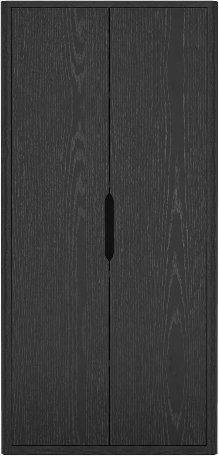 Manhattan Comfort Rivington 79" Tall Modern 5 Tier Bookshelf with Doors, Soft Close Hinges, Handle-Free Design, Versatile Storage Cabinet for Home Office or Living Room, Set of 1, Black