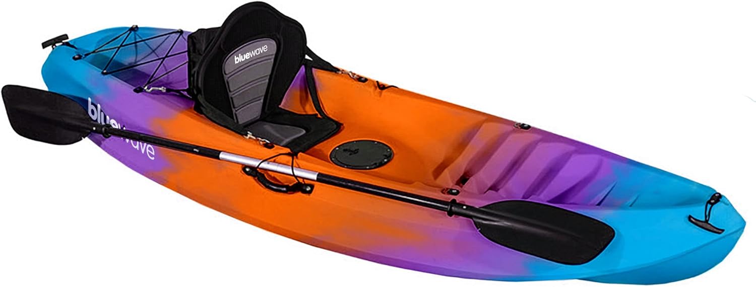 Bluewave Discovery Sea Pumpkin Sit On Top Touring Kayak – Stable & Manoeuvrable – Deluxe Seat & Paddle Package