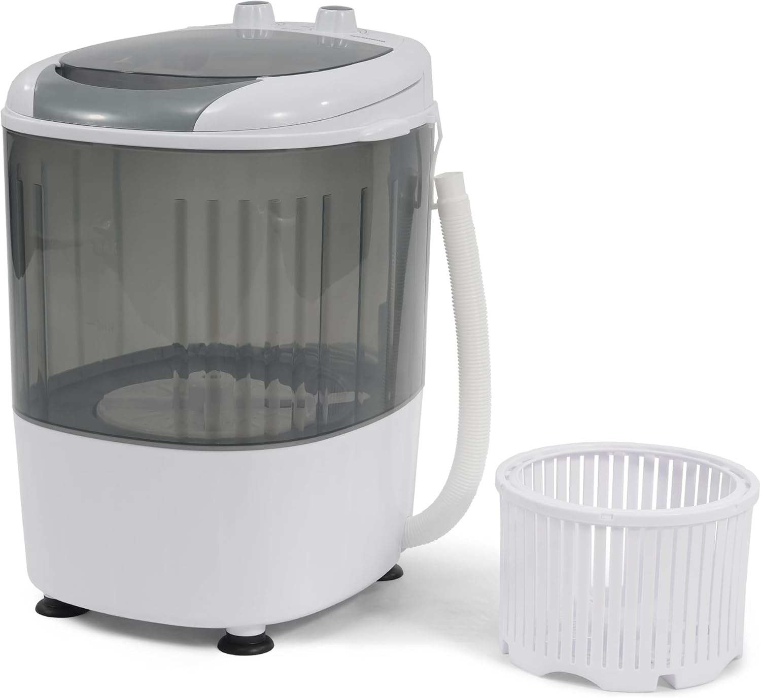 Portable Washing Machine 5.5 lbs Capacity Rotary Timer Controller, Compact Laundry for Home, Apartment, RV, White/Gray