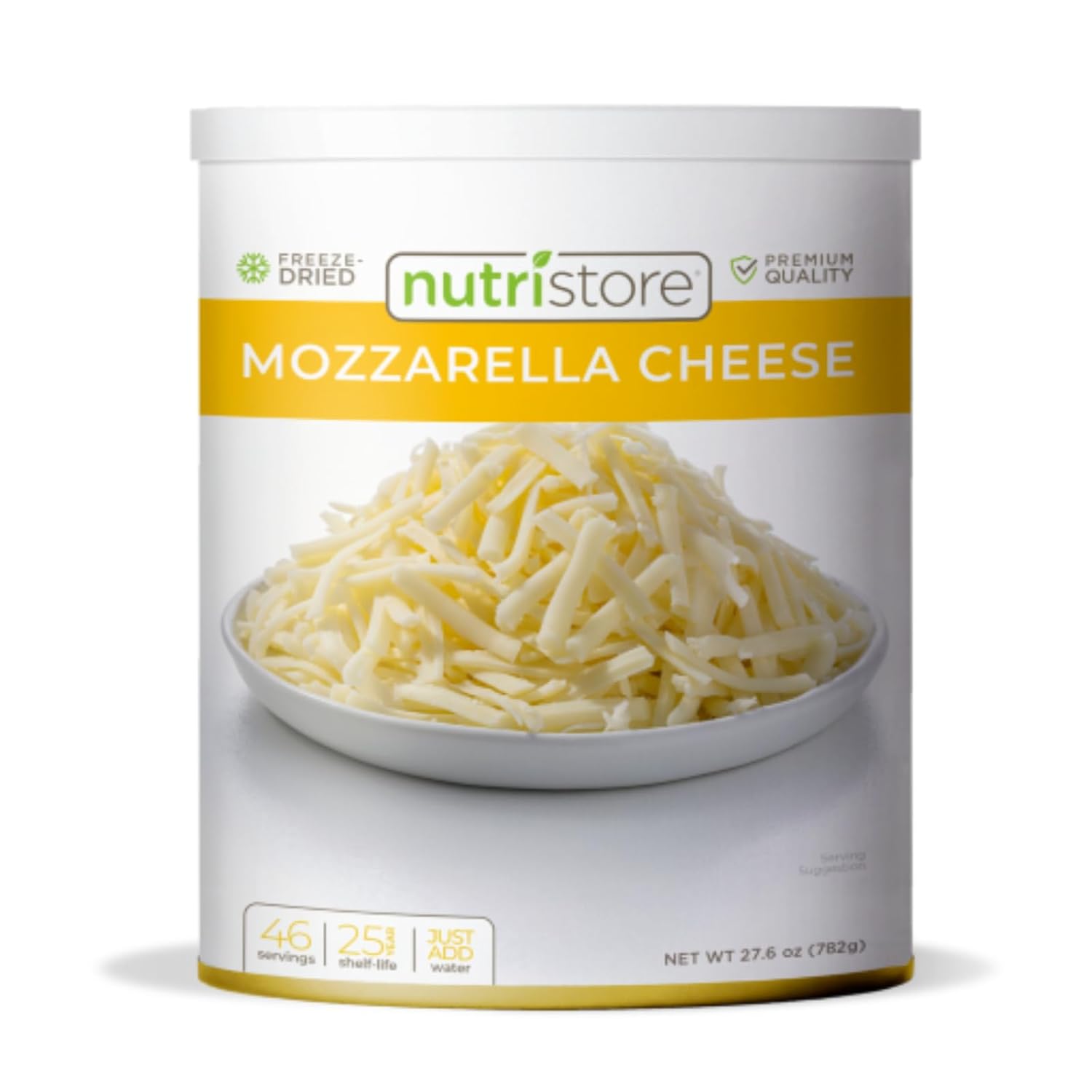 Nutristore Freeze Dried Mozzarella Cheese Shredded | Bulk Emergency Food Supply | Perfect for Camping, Backpacking and Everyday Meals or Snacking | 25 Year Shelf Life | #10 Can