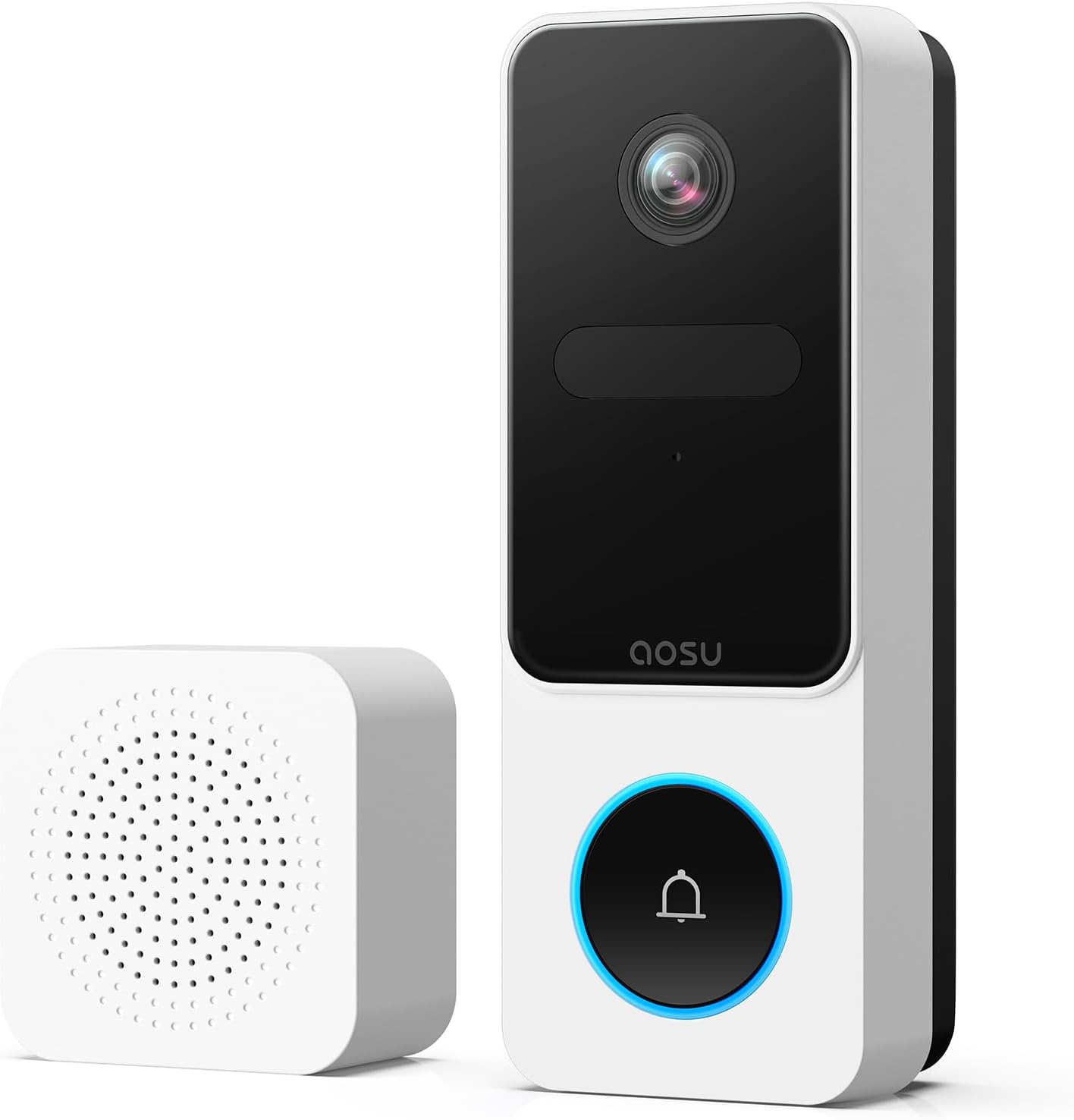 AOSU Wireless Video Doorbell Camera, Head-To-Toe View, 2K HD Smart Door bell with Chime, PIR Motion and Parcel Detection, 2-Way Talk, No Subscription, 2.4Ghz WiFi Easy Connection for Home Security