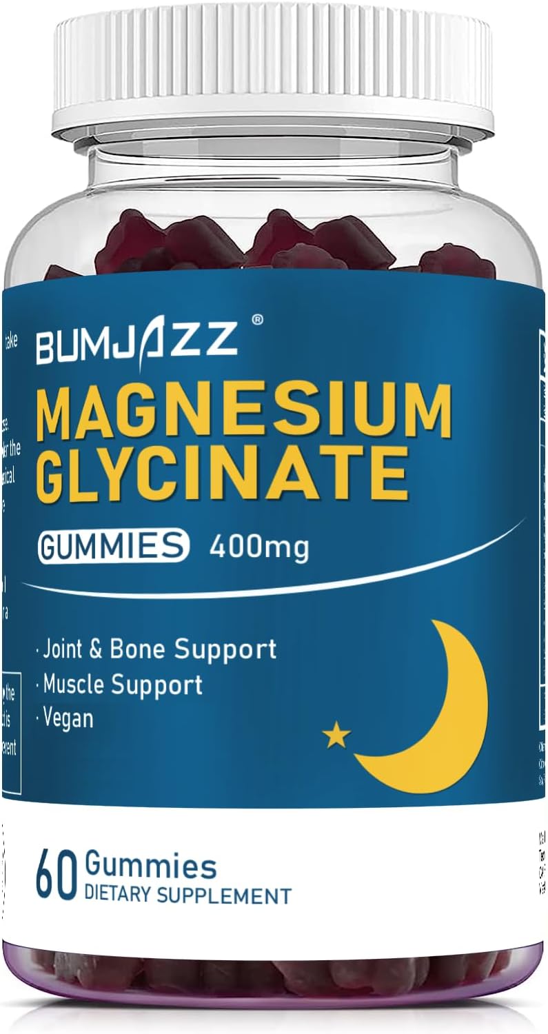 Magnesium Glycinate Gummies 400mg - Magnesium L-Threonate 200mg - 60 Counts - Sugar-Free Potassium Supplement with Vitamin D&B6 & CoQ10 for Calm Mood & Rest Support