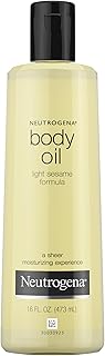 Neutrogena Body Oil Light Sesame Formula, Dry Skin Moisturizer and Hydrating Body Massage Oil for Radiant and Healthy Looking Glow, Nourishing Bath Oil for Sheer Moisture, 16 FL OZ
