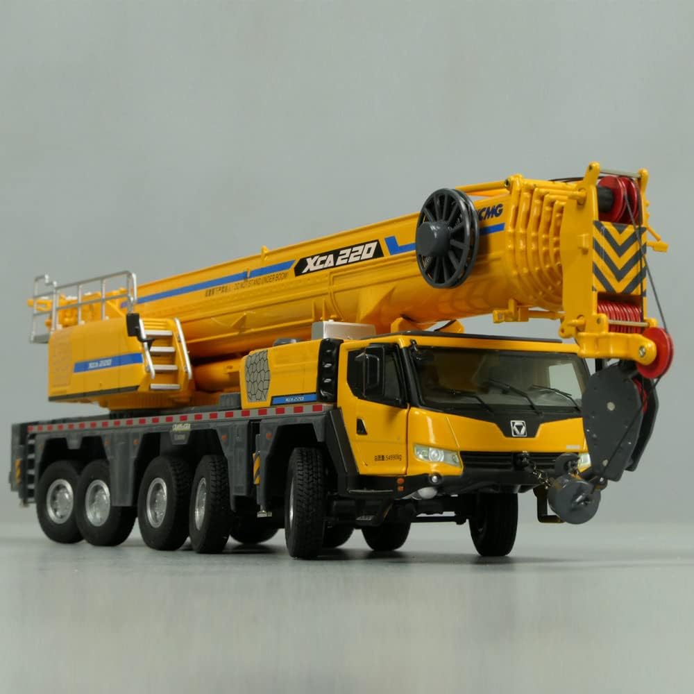1:50 Diecast XCMG Scale Model 220 Tons Truck Crane Model Replica Collection 2 Taxis Abram 5 Axles Yellow