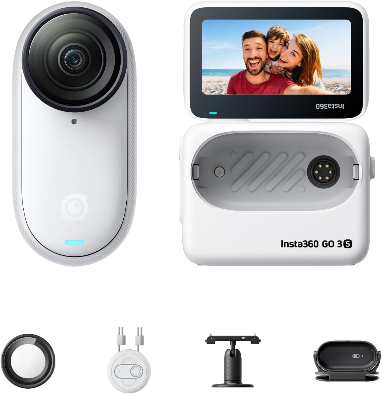 Insta360 GO 3S 64GB - 4K Tiny Portable Vlogging Camera, Hands-Free POVs, Mount Anywhere, Stabilization, 140 Min Battery Life, 10m Waterproof, AI Editing, For Vlog, Travel, Outdoor