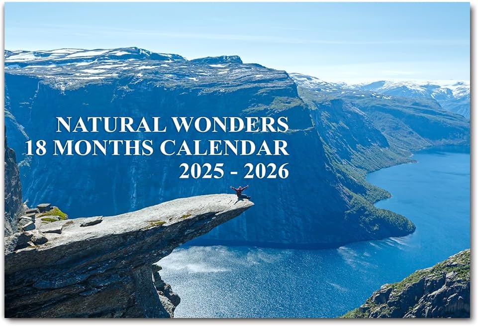 A4 Natural Wonders Calendar 2025 Jul 2025 to Dec 2026 Month to View 18 Months Family Wall Calendar 2026 Perfect for Home, Office, School, Holidays and Planning Papa Prints