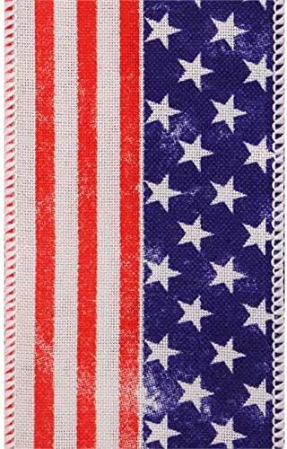 Berwick Offray LLC 183029 Offray Glorybee Wired Edge Stars Stripes Ribbon - 2-1/2" W X 25 yd - White Ribbon