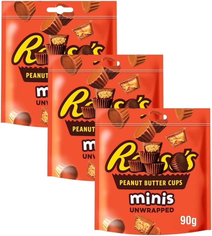 Mini Peanut Butter Chocolate Bites – Unwrapped Snack Cups, 90g Bag (3-Pack)