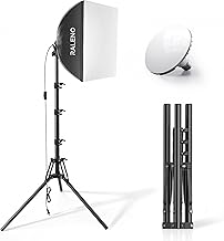 RALENO Softbox Photography Lighting Kit, 16'' x 16'' Softbox Lighting for TikTok with LED Bulb (50W | 5500K | 97 CRI | TLCI≥97), Continuous Lighting for Video Recording & Photography Shooting