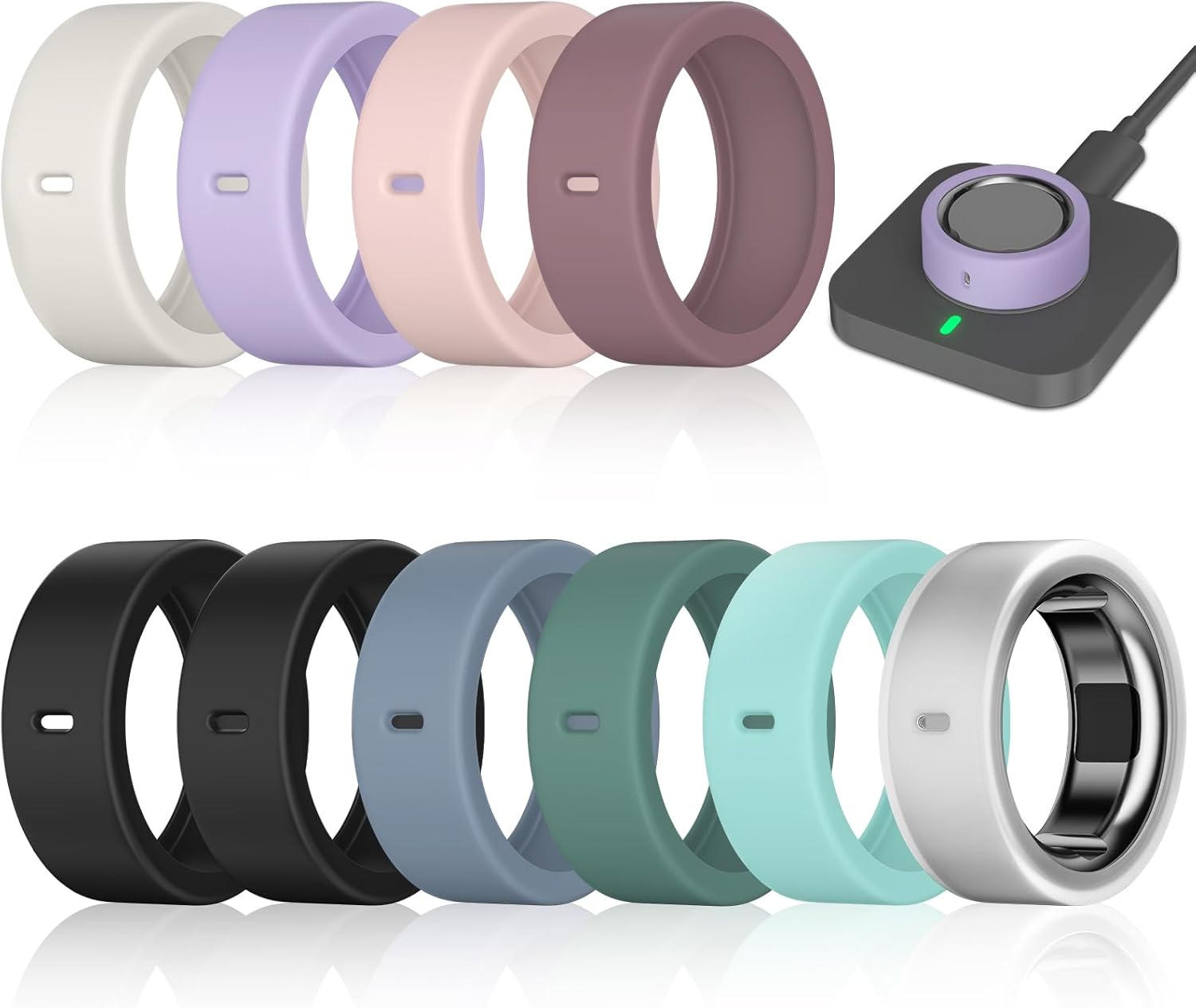 10 Pack Ring Cover Compatible with Oura Ring Gen 4/4 Ceramic, Oura Ring Gen 3 Horizon/Heritage, Surport Charging with Cover on, Anti-Scratch Elastic Silicone Ring Protector for Men Women Working Out