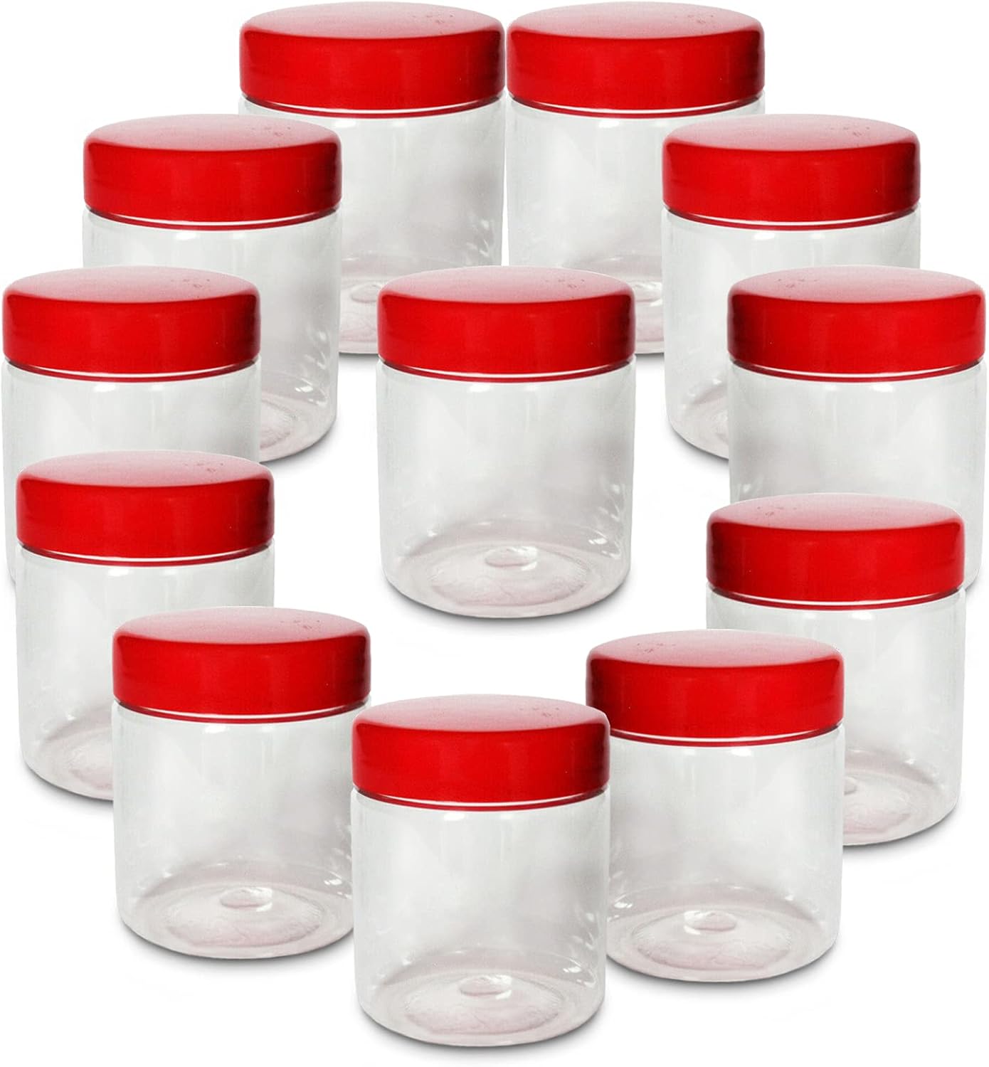AFSUK Plastic Storage Jar 250ml With Screw Top Lids Airtight Food Storage Containers BPA Free For Kitchen, Herb, Spices, Sweets Clear Canister pots (Pack of 12)