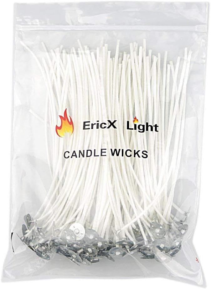 EricX Light 100 Piece Cotton Candle Wick 6" Pre-Waxed for Candle Making,Candle DIY