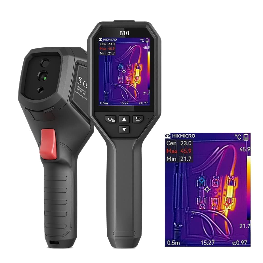 HIKMICRO B10 256 * 192 IR Resolution Thermal Slide Camera with 2MP Visual Camera, Full Screen Measurement, 25Hz Thermal Refresh Rate with 3.2 Inch LCD Display, IP54