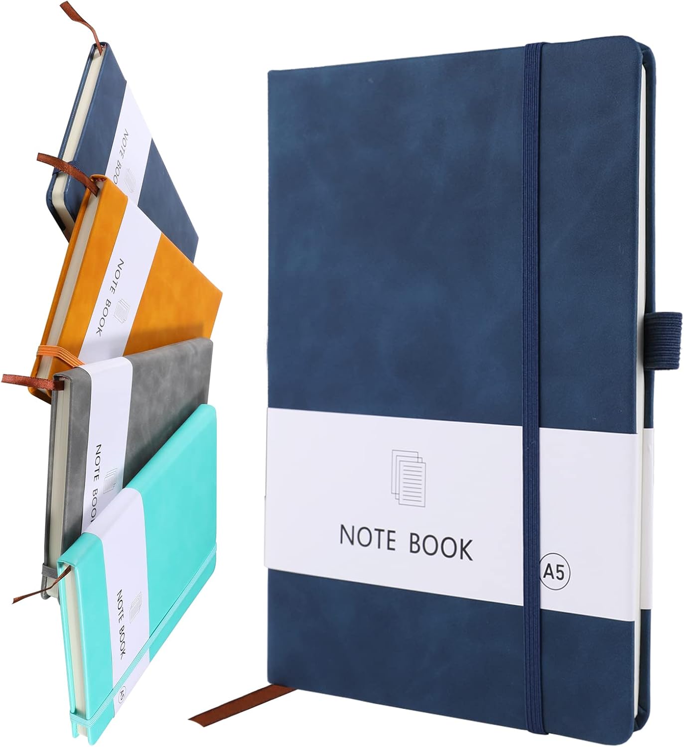 A5 Notebook, PU Leather Journal Notepad for Office School Home Business Writing & Note Taking 200 Pages (100 Sheets)-Blue