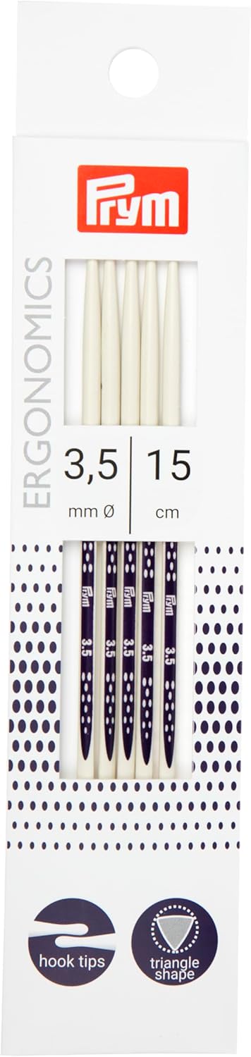 Prym PRYM_194153-1 Double-Pointed Knitting pins Ergonomics 15 cm 3.50 mm x 1, White, One Size