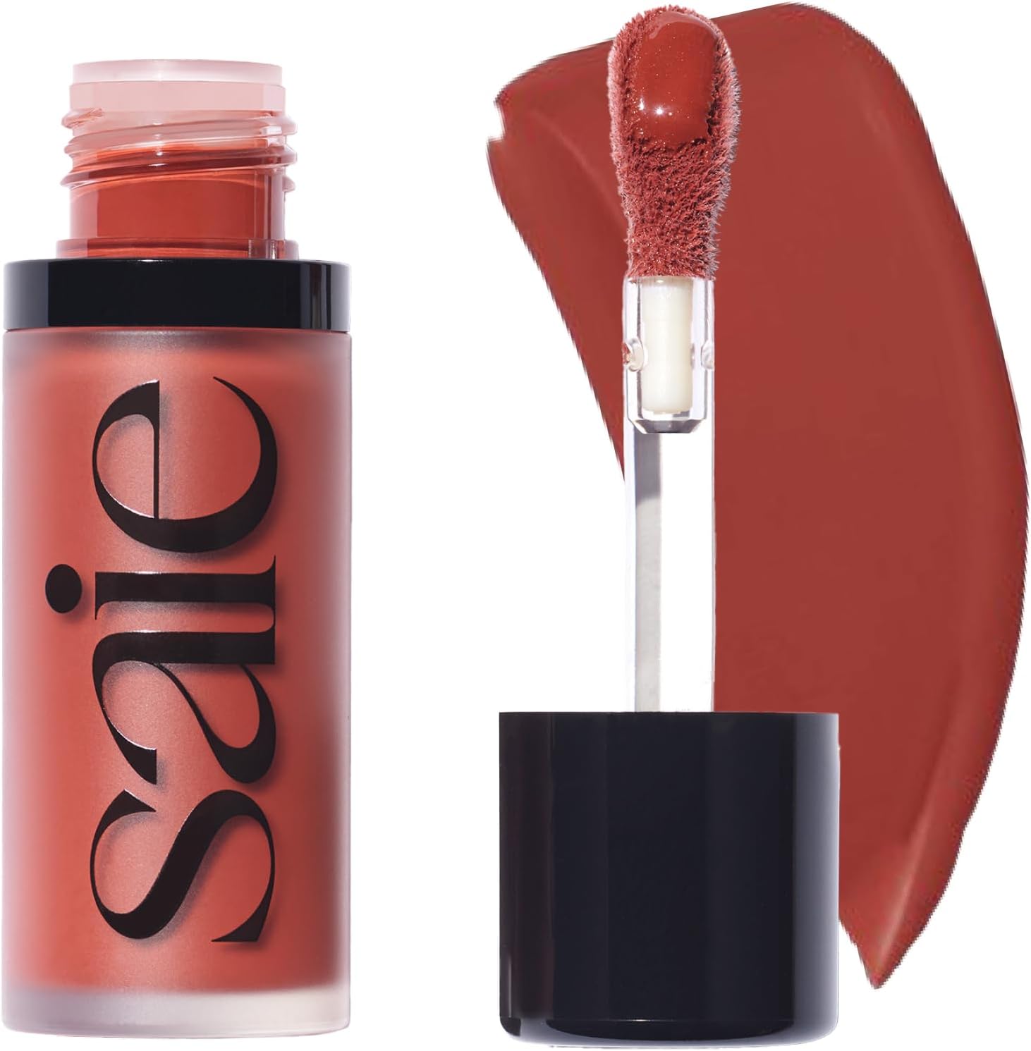 Saie Blush Dew - Blush Light Liquid with Blendable Cream Finish + Buildable - Dew Cheek Dye with Applicator for Make-up Wand Fulano - Hot Terracotta Blush
