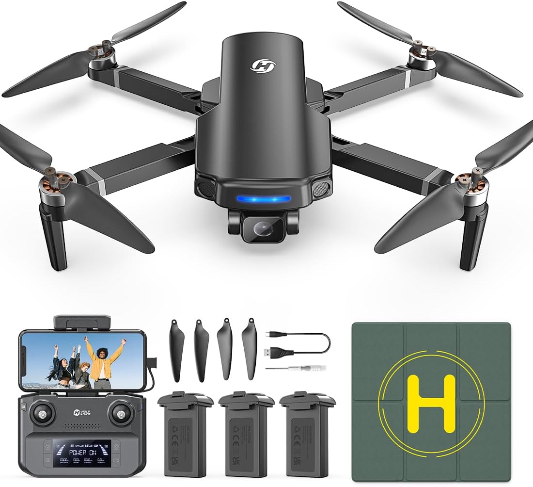 Holy Stone HS360S GPS Drones with 4K UHD Camera for Adults,RC FPV Foldable Quadcopter Drone with 3 Batteries,10000 Ft Transmission,GPS Follow Me, Auto Smart Return, Brushless Motor,Beginner Mode,249g