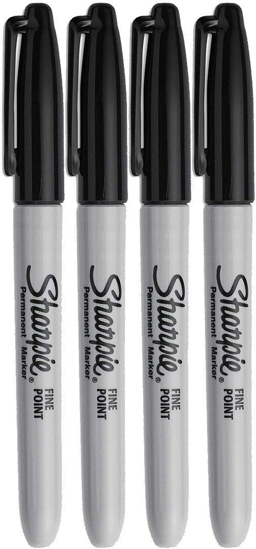 Sharpie Permanent Markers, Fine Point, Black Ink (4-Pack)
