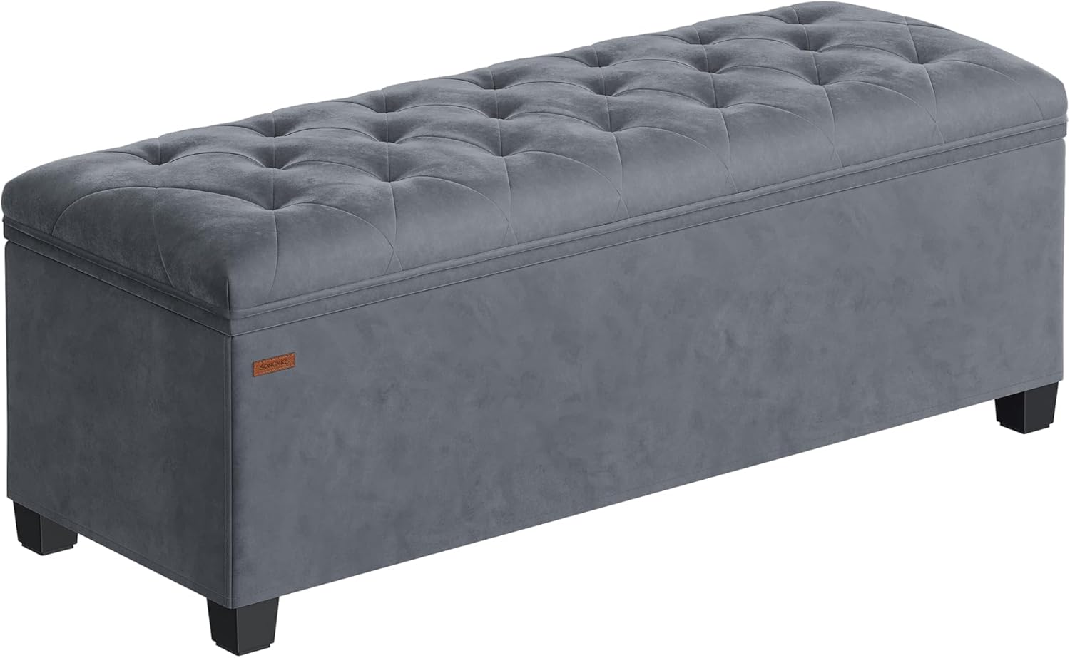 SONGMICS Storage Ottoman Bench, Ottoman Foot Rest with Legs, 40 x 110 x 40 cm, End of Bed Bench, Storage Chest, Load up to 300 kg, for Living Room, Bedroom, Entryway, Slate Grey LSF089G03