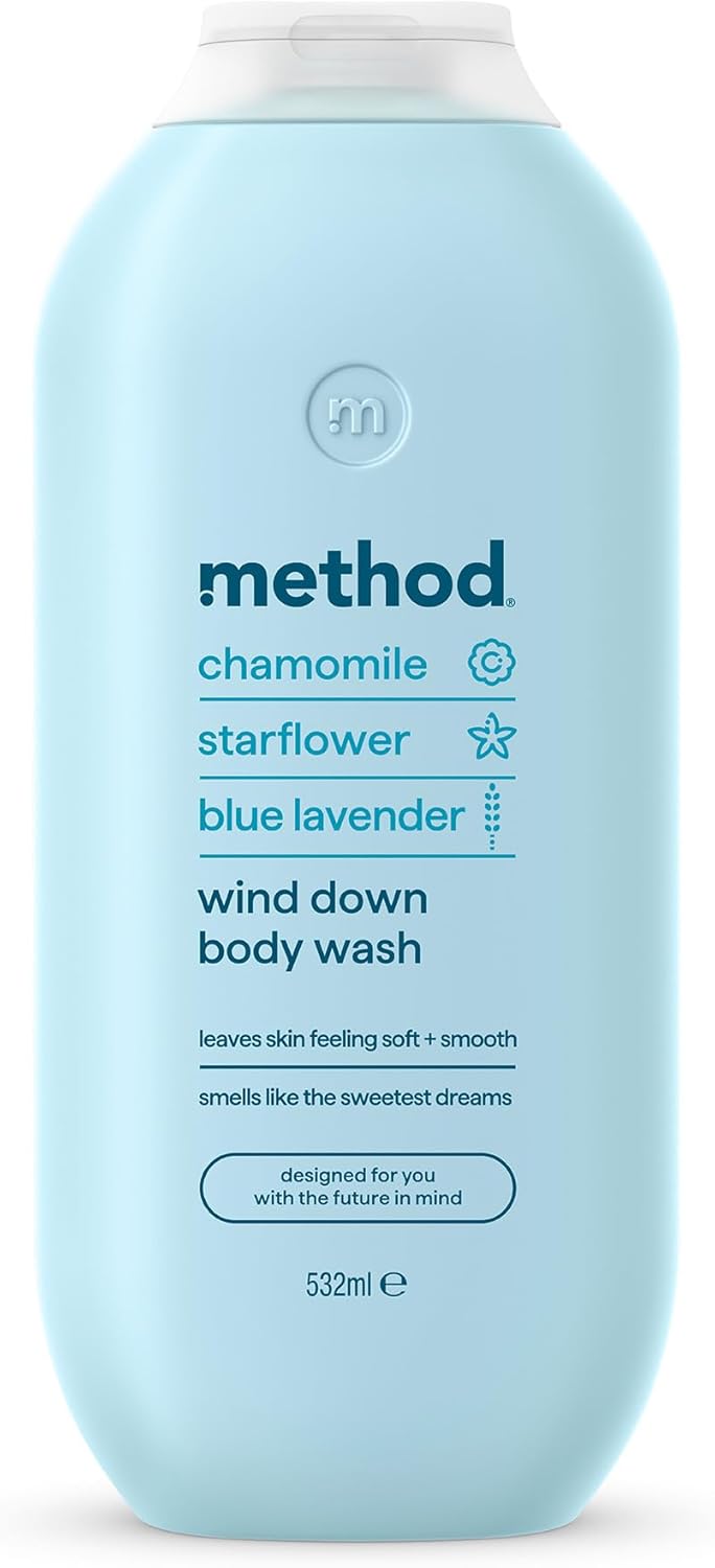 Method Body Wash, Wind Down, Shower Gel, Chamomile, Starflower and Blue Lavender Scent, Pack of 1, 532ml