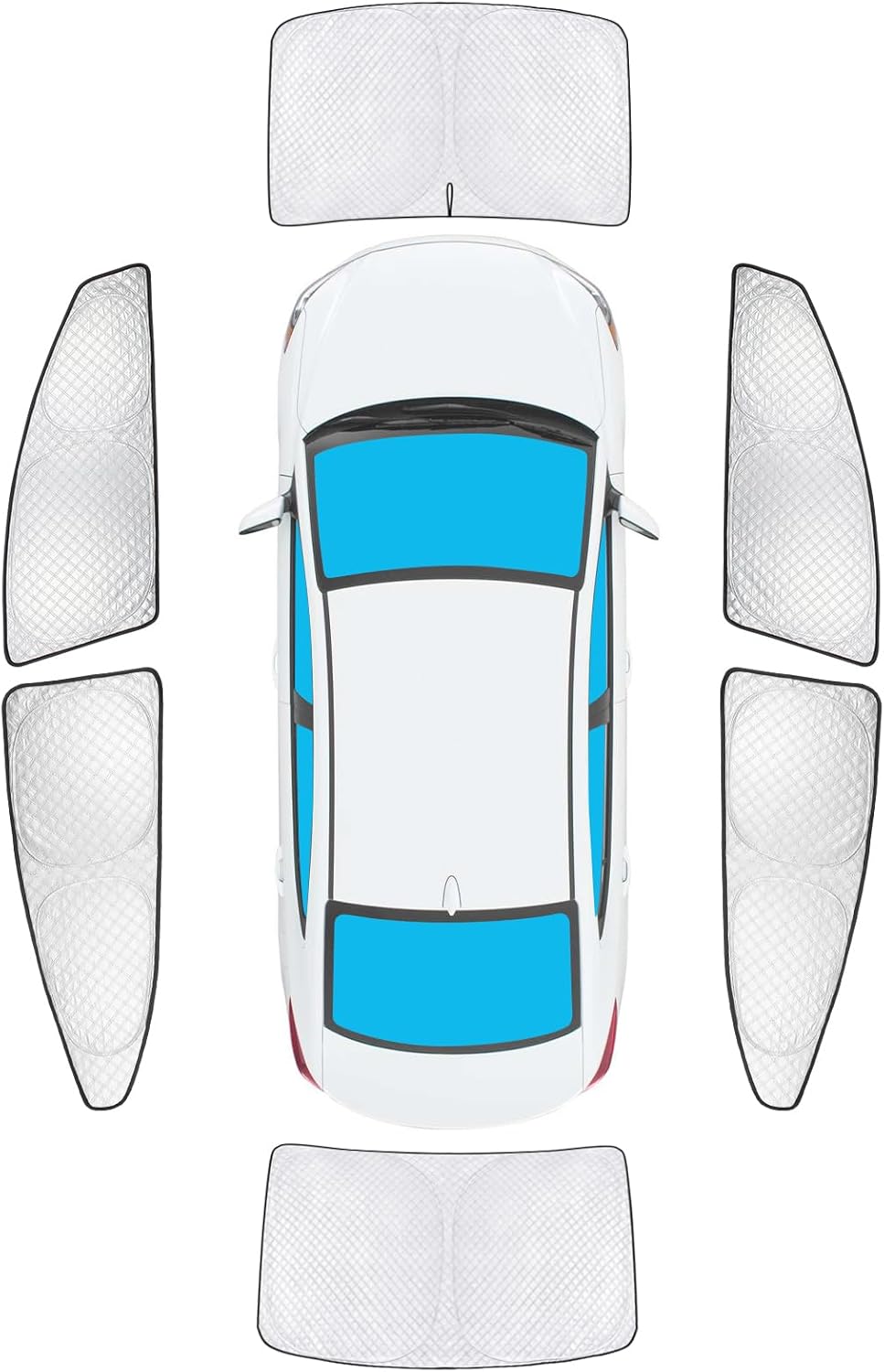 KMF 6pcs Full Window Sun Shades Custom Fit for Hyundai Elantra Accessories 2017-2020, Privacy Car Window Covers Sunshade for Windshield Side Rear, Sun Visor UV Block and Blackout for Camping Outdoor