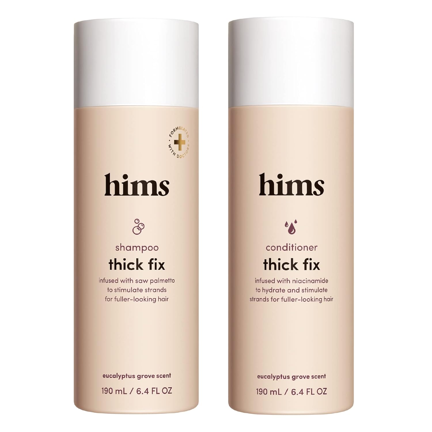 hims Thick Fix Shampoo & Conditioner Set - Thickening Shampoo and Conditioner with Saw Palmetto and Niacinamide - No Parabens or Sulfates, Vegan and Cruelty Free - Eucalyptus Grove - 2 x 6.4 fl oz