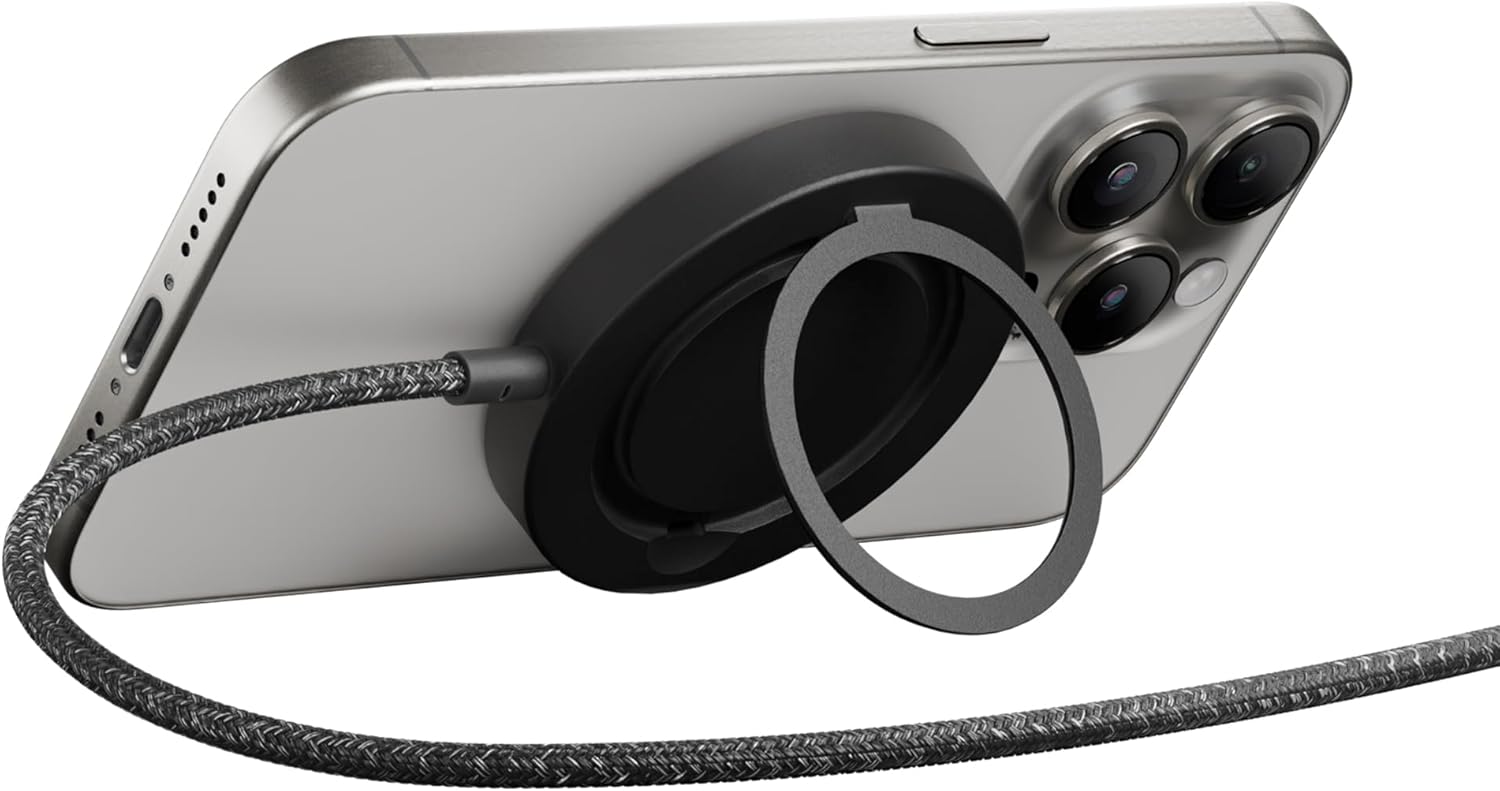 Native Union SnapStand Magnetic Wireless Charger – Qi2 Certified & MagSafe Compatible – Charging Pad & Stand for iPhone Air/17/16/15/14 & Other Qi-Compatible Devices – Up to 15W Fast-Charging (Black)