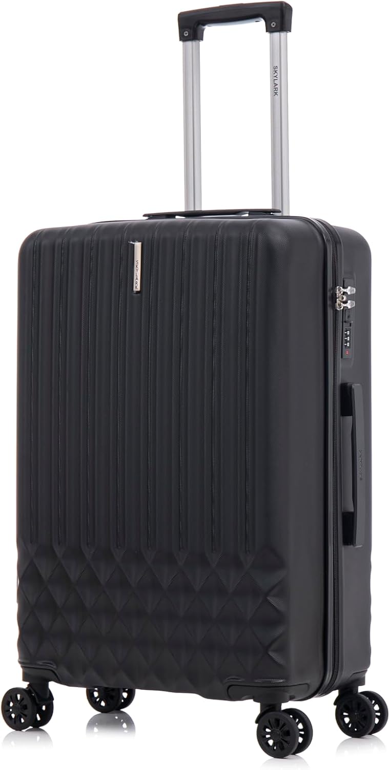 24" Medium Suitcase Lightweight 4 Wheel Spinner ABS Hard Shell Luggage for 15 to 20kg 66 Litre