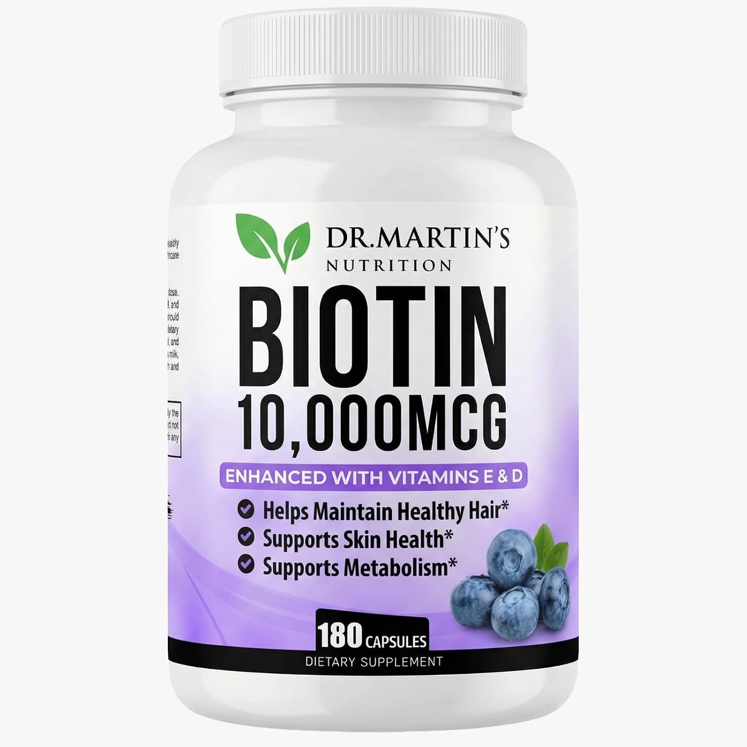 Biotin 10000mcg Hair Skin & Nails Vitamins with Vitamins D3 & E