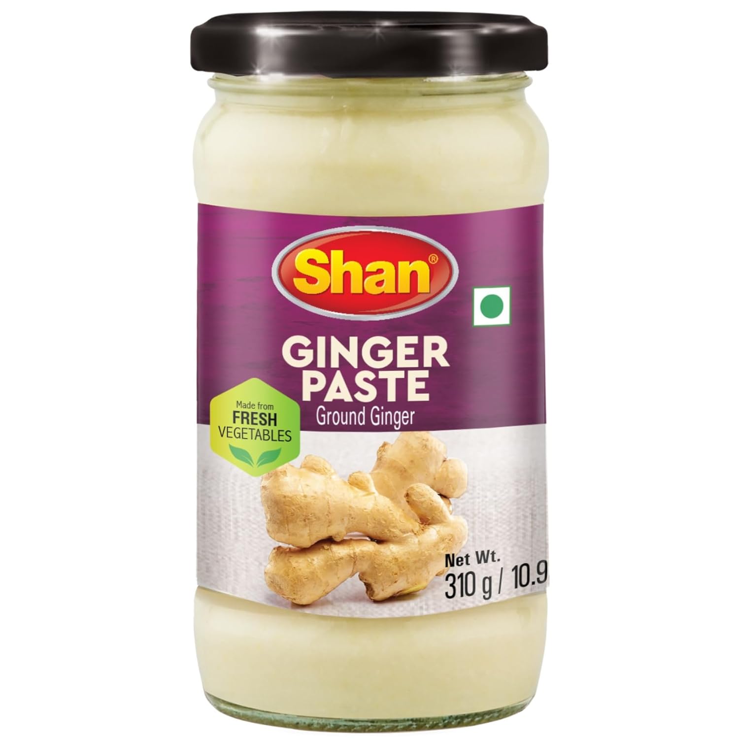 Shan Ginger Paste 10.93 oz (310g) - Traditional Taste Enhancing Cooking Paste from Fresh Ground Ginger - Suitable for Vegetarians - Airtight Glass Jar