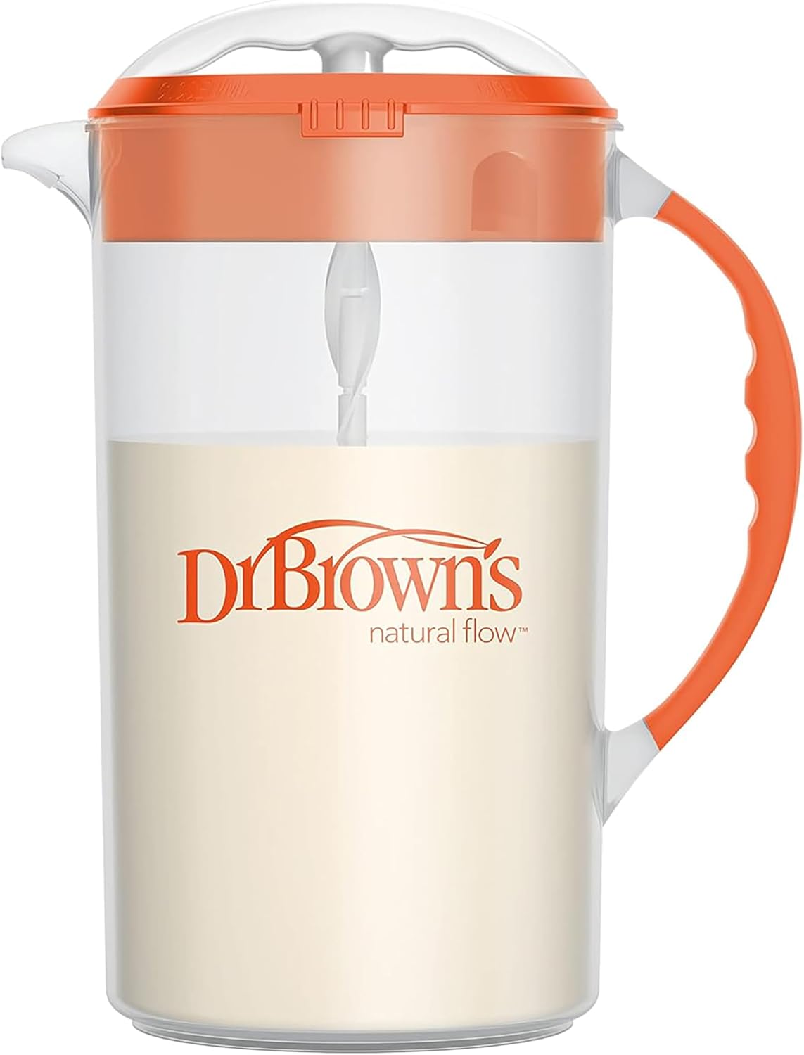 Dr. Brown's Baby Formula Mixing Pitcher with Adjustable Stopper, Locking Lid & No Drip Spout, Orange, BPA Free, 36oz, 1 Pack