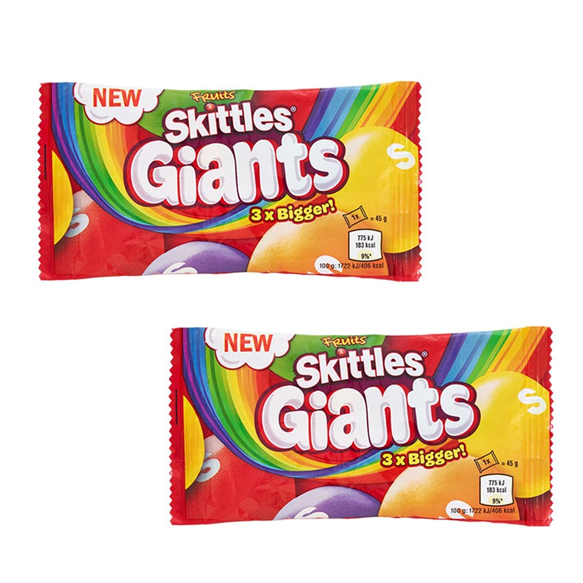 2 x Skittles Giants Fruit Sweets 45g (3 x Bigger!)