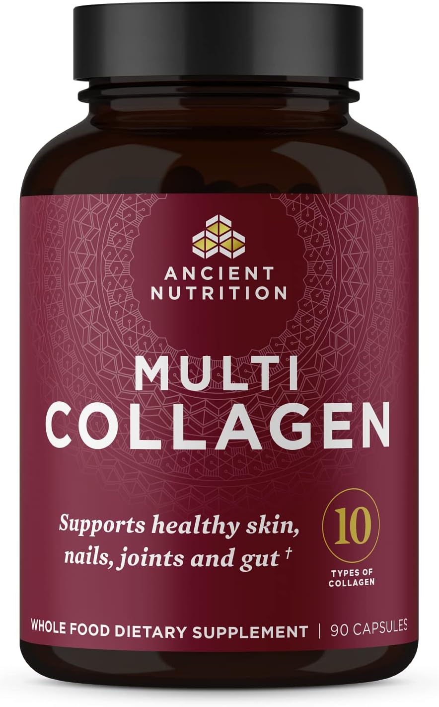 Ancient Nutrition Collagen Peptides Pills, Hydrolyzed Multi Collagen Supplement, Types I, II, II, V & X, Supports Healthy Skin and Nails, Gut Health and Joints, 90 Capsules