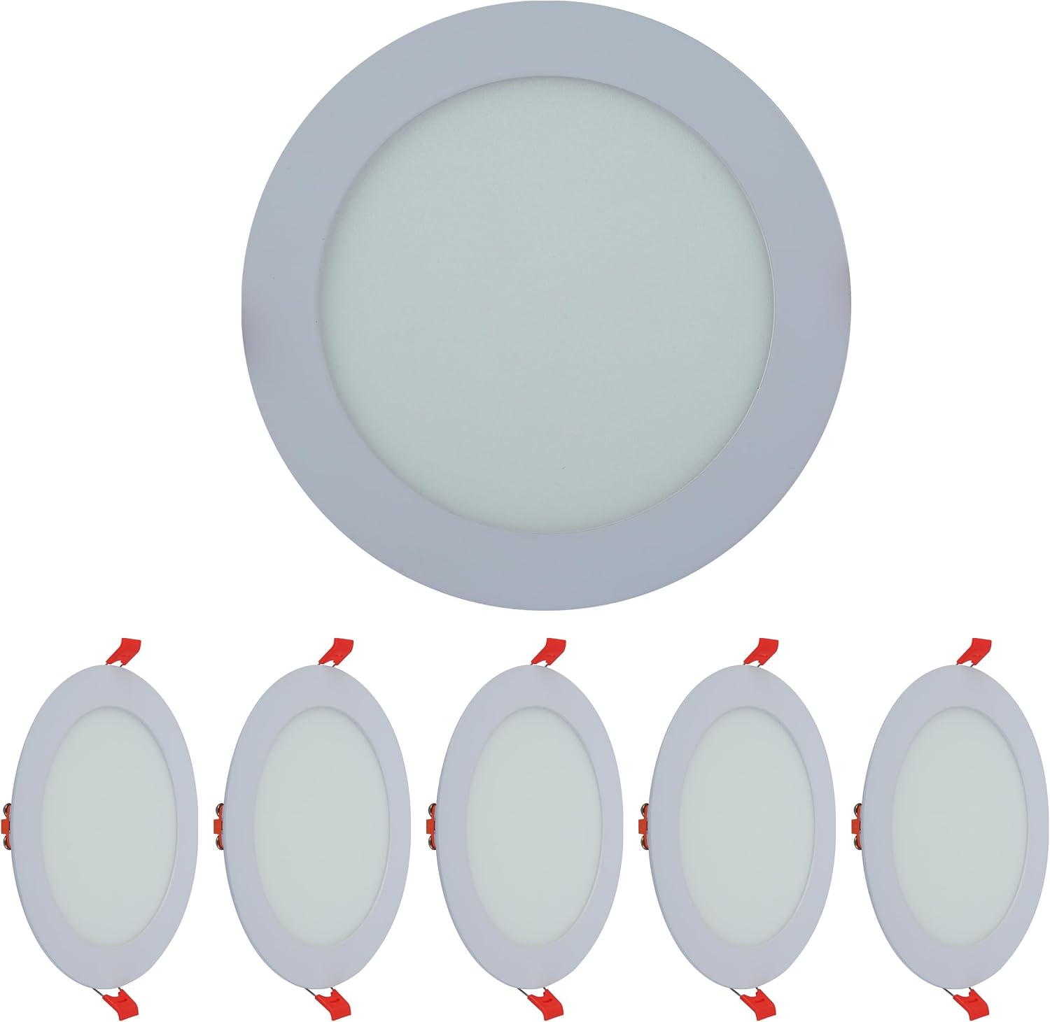 TEKLED LED Round Recessed Ceiling Light | Flat Panel Ultra Slim 170mm Downlight | 12W 1100LM 3000K Warm White | for Home Kitchen Office Shop Industrial Use | 5-Pack [Energy Class G]
