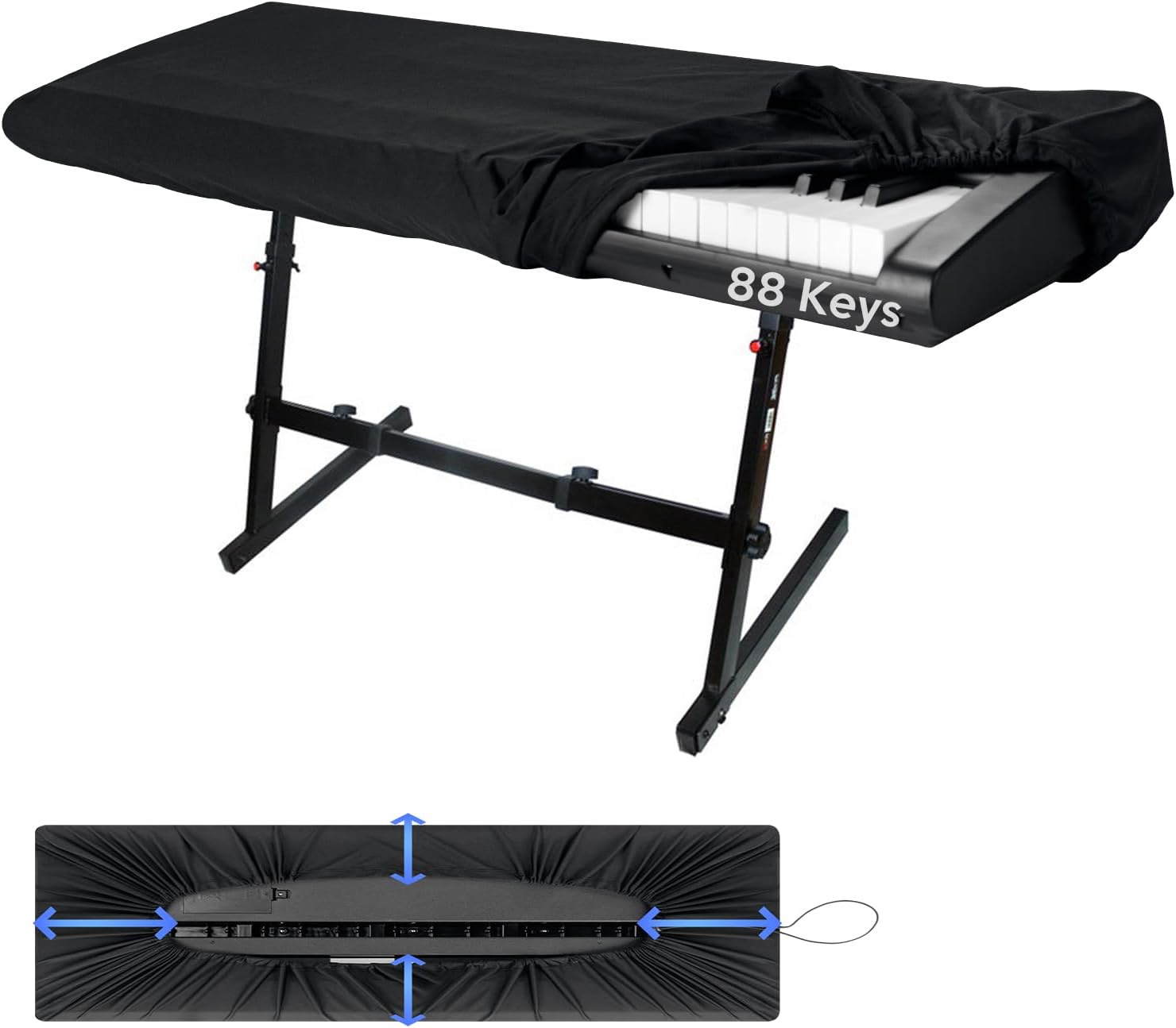 88 Keys Piano Keyboard Dust Cover, Music Dirt Proof Stretchy Electronic Keyboard Cover With Durable Elastic & Cord Lock Must Have Piano Accessories