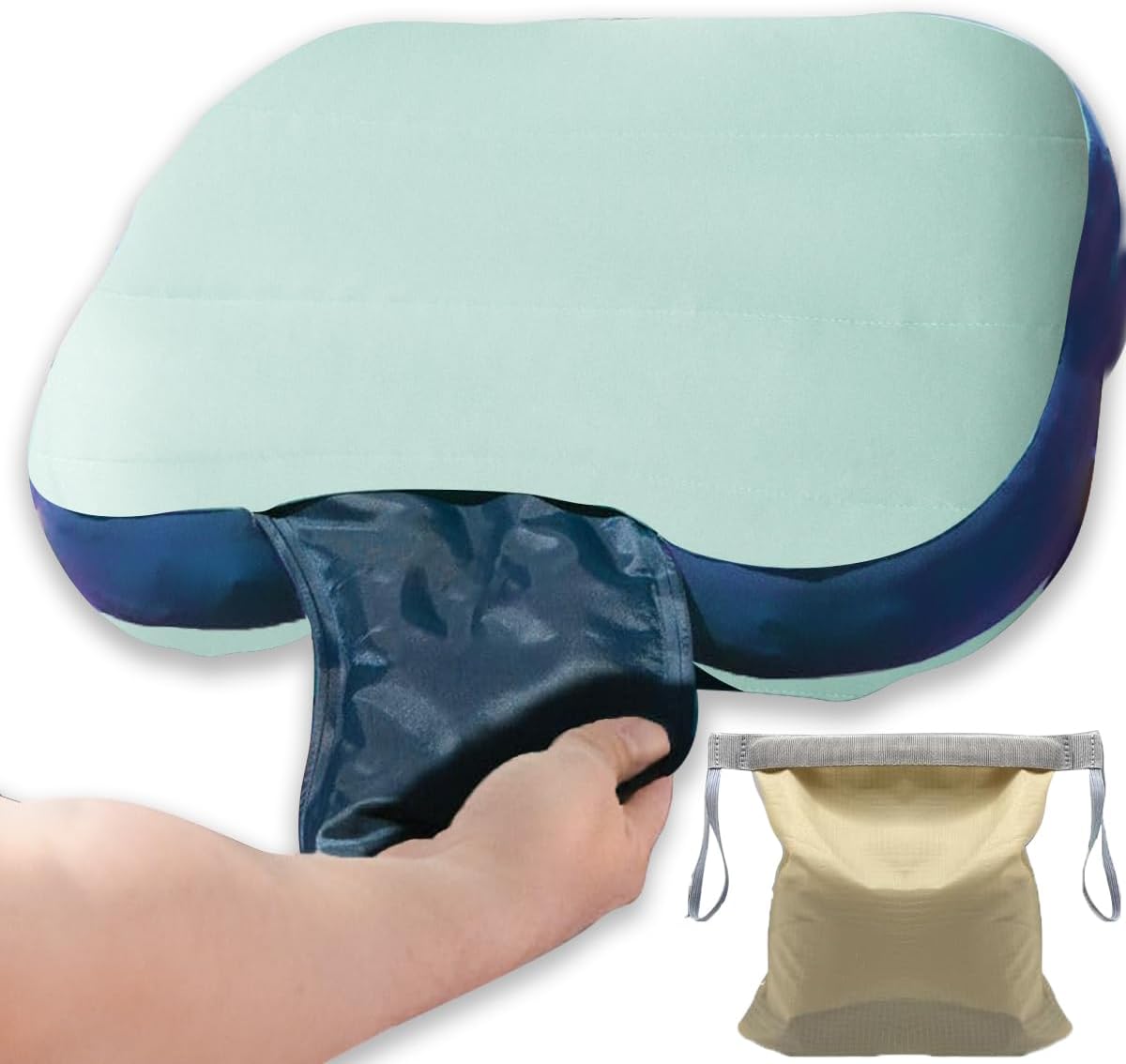 Couleurs Beach Pillow, Inflatable Camping Pillow, Pool Pillow, Removable Pillowcase, Ultralight Neck and Waist Support, Suitable for Camping, Hiking, Backpacking (with Ice Pack)