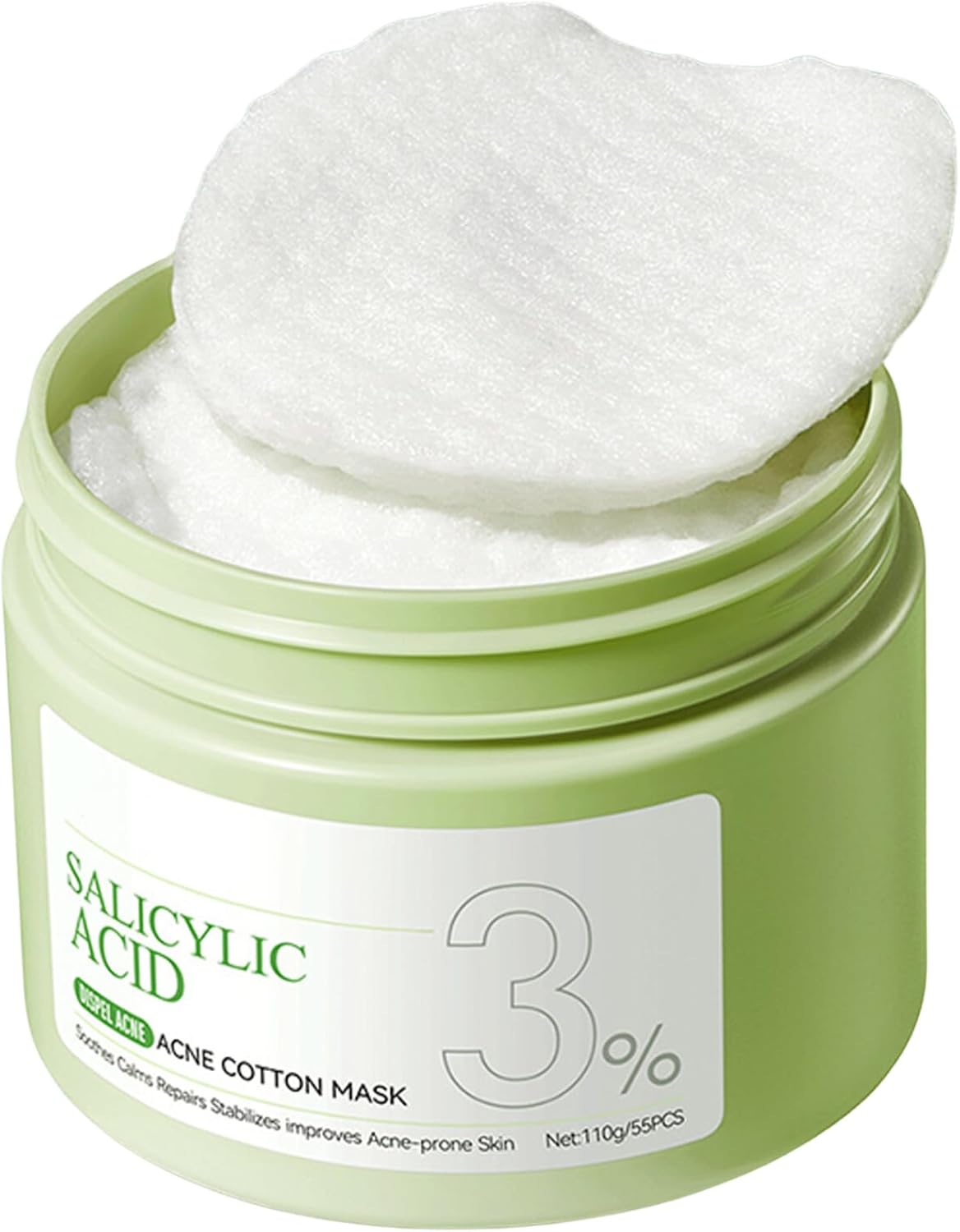3% Salicylic Acid Face Pads - Face Exfoliator Pad For Acne Prone Skin - Toner Pads -Toner Pads Korean Skincare - Acne Treatment - Face Wipes - Reduces Blackheads 110g (Pack of 55)