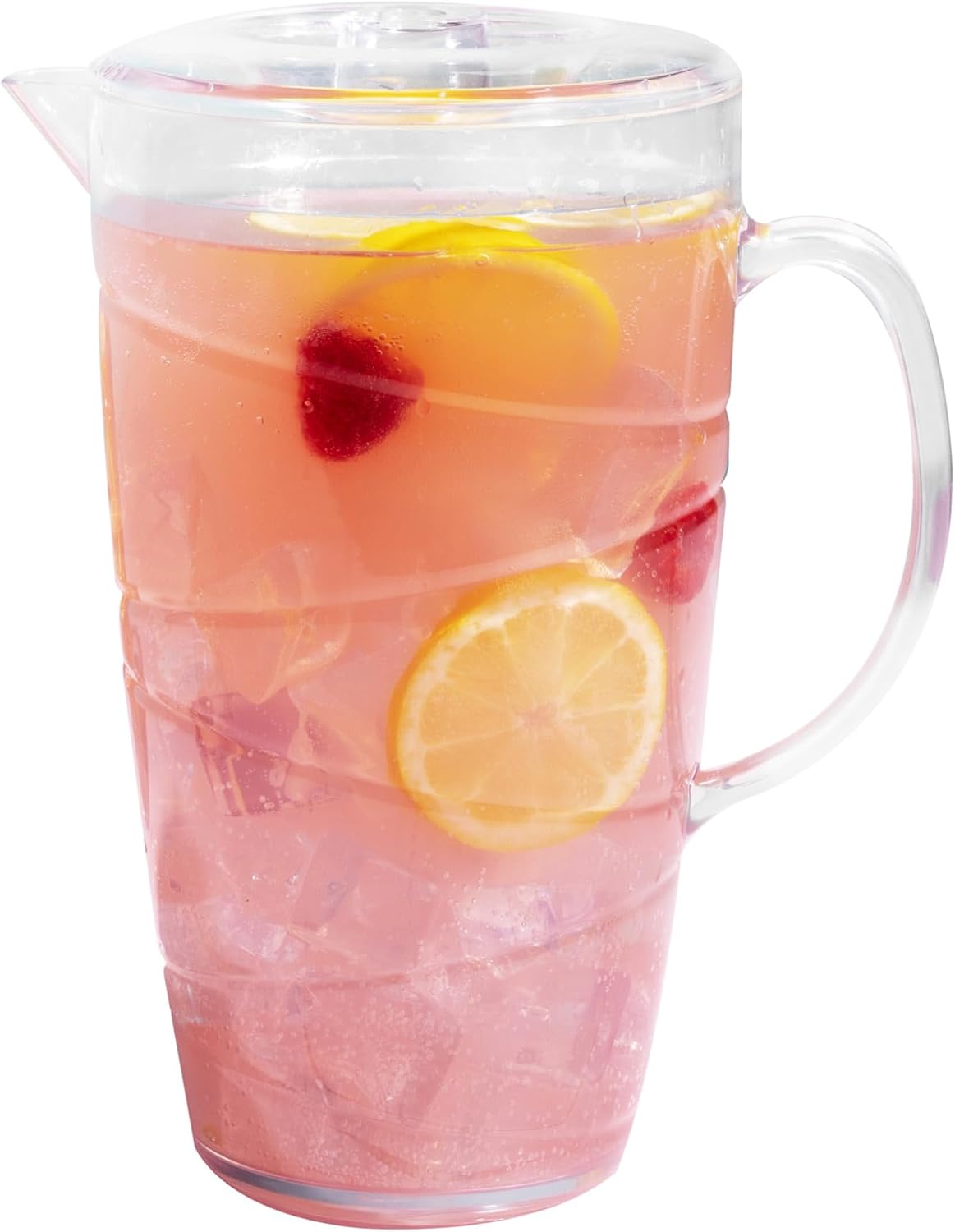 LIVIVO Swirl Design 2L Plastic Pitcher Jug with Lid and Vented Spout - Great for Picnics, BBQ’s, Poolside, Camping, Children’s Parties or Just Everyday Use (Clear)