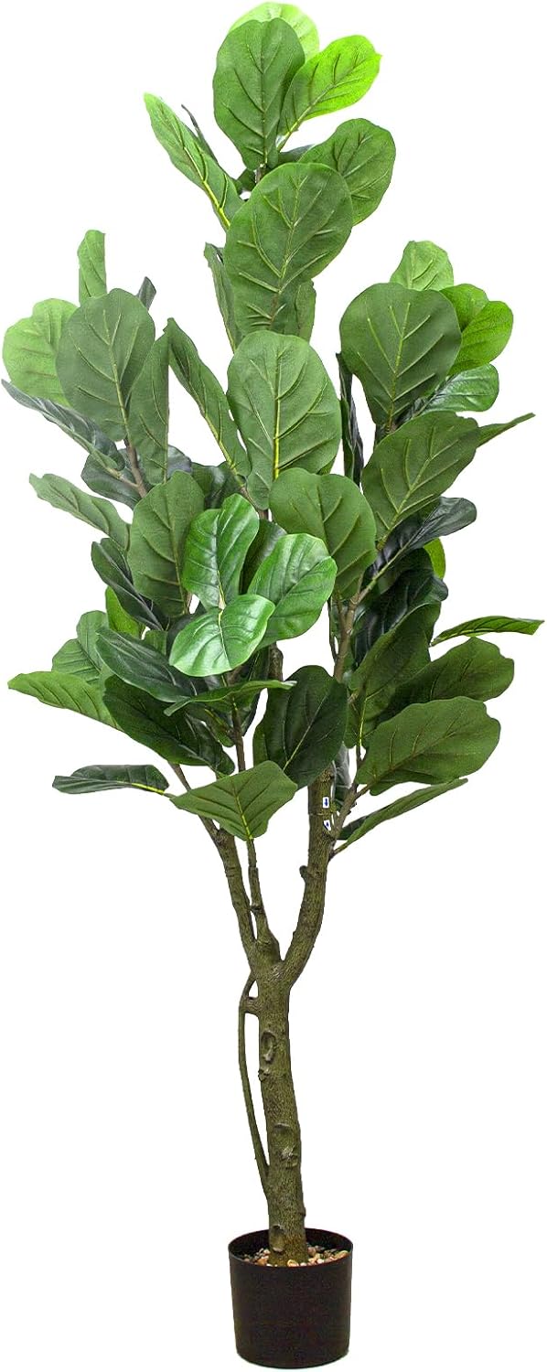 SZHLUX 5.2FT Artificial Fiddle Leaf Fig Tree, Artificial Plants for Home Decor Indoor, Lifelike Evergreen Fake Artificial Ficus Tree Perfect Match for Home Office Decoration