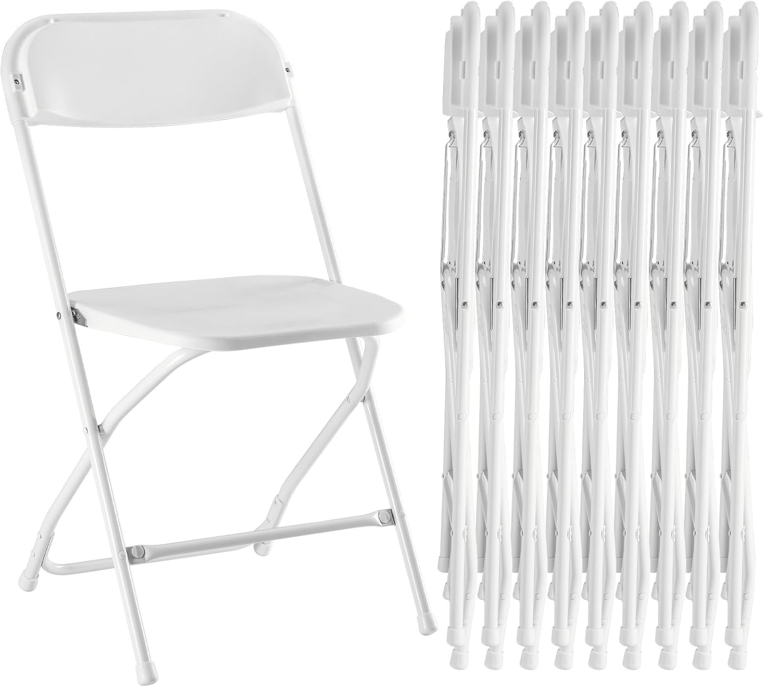 Sweetcrispy Folding Chair 10 Pack, Plastic Foldable Chairs with 330-Pound Capacity, Sturdy Metal Portable Chair, Easy to Use and Store, Outdoor and Indoor, for Home, Office, Party, Comfy, White