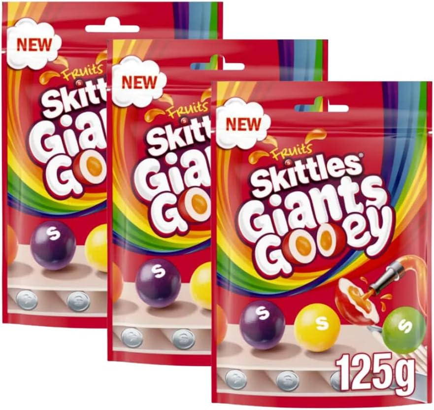 Red Skittles Fruits Giants Gooey Pack of 3 x 125g