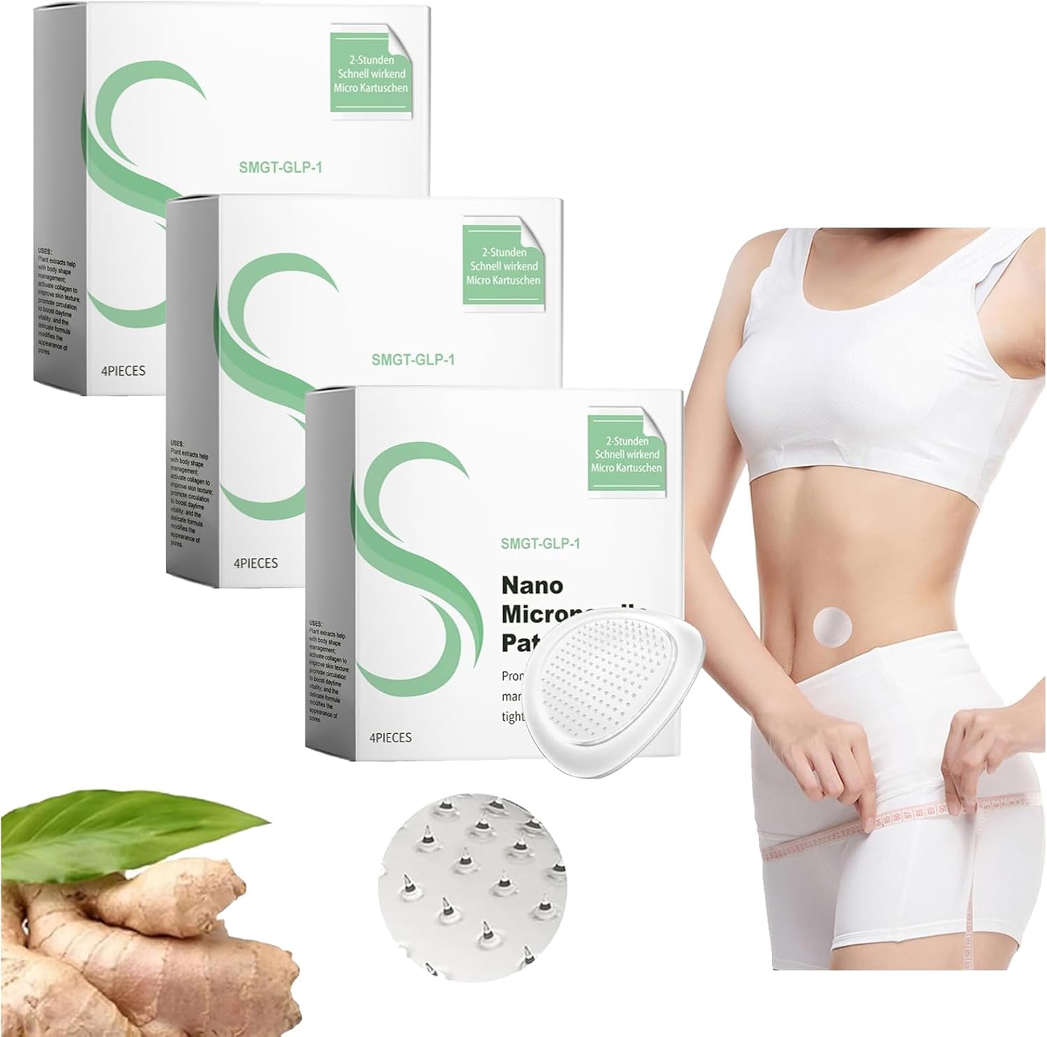 3 Boxes Microneedle Patch,12 Pcs Natural Nano Microneedle Patch Maintains Body 𝐒haping Curves,Microneedle Patches for Women Men,𝐒limming Stickers Beauty Skin Care