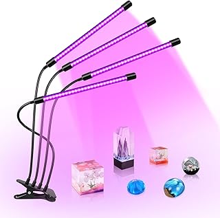 inShareplus LED UV Lamp Four Head with USB, 40W Dimmable UV Light with Clip, Glow in The Dark, 395nm-405nm Black Light for Party, Stage, UV Glue Curing Resin Paint, Collection, Aquarium