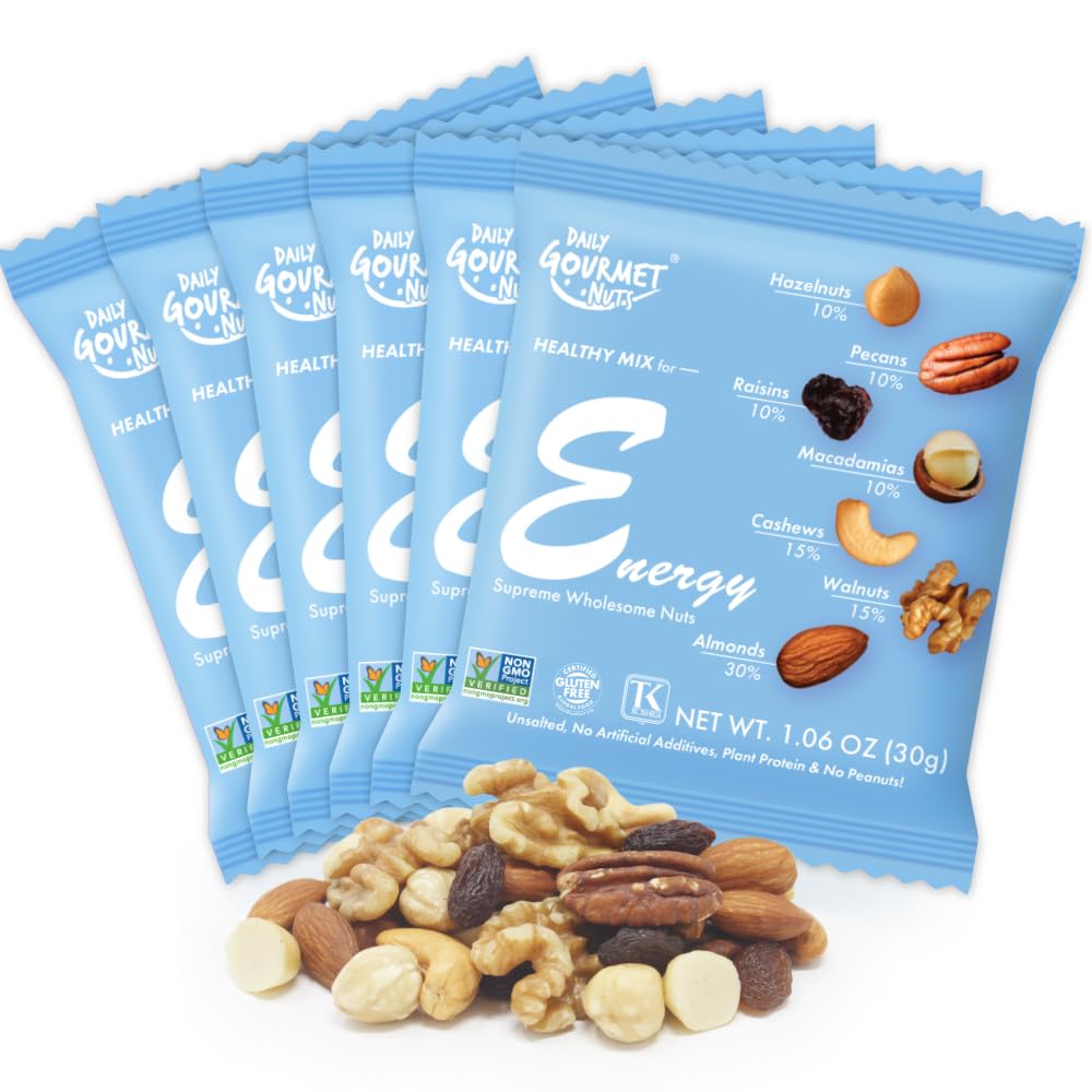 Daily Gourmet Nuts - Energy Mix/Healthy Trail mix Individual Packs/Premium Nuts & Dry Fruit/Gluten-Free/Non-GMO/Nuts Individual Packs/Office Snacks / 48 Packs