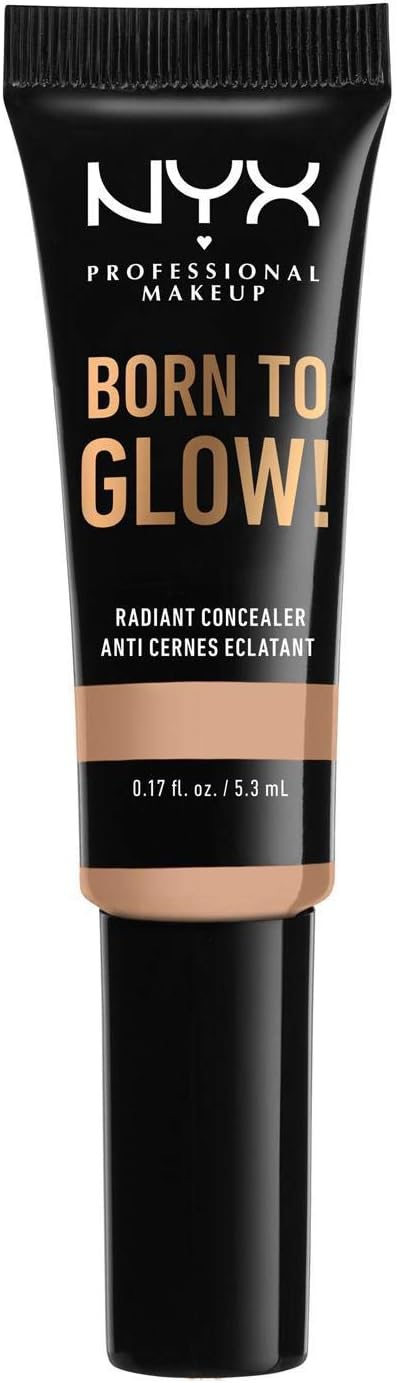 NYX Professional Makeup Born to Glow Radiant Concealer, Iridescent Finish, Reduces Under Eye Circles, Highlight and Contour, Vegan Formula, Shade: Natural