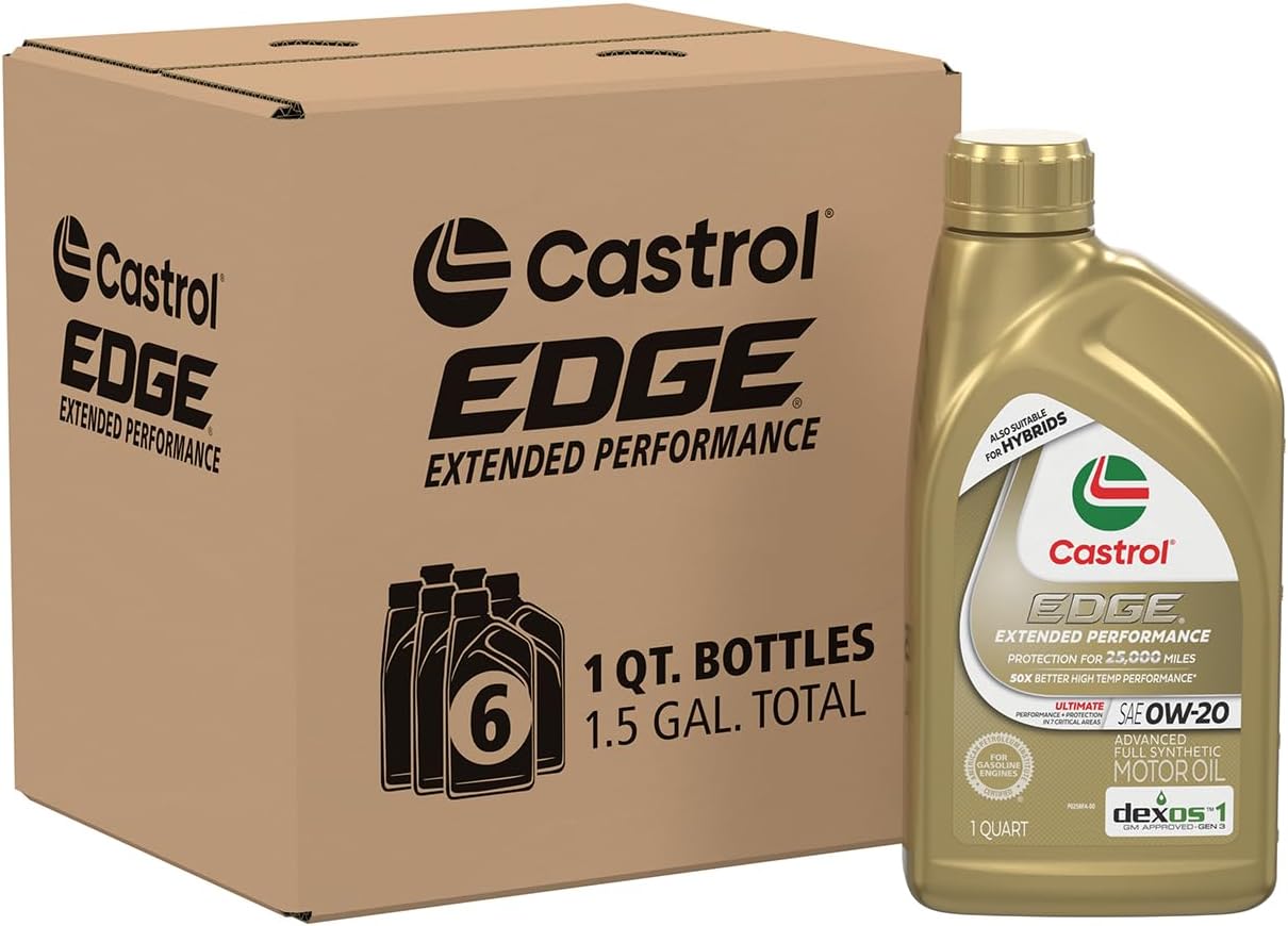 Castrol Edge Extended Performance 0W-20 Motor Oil 1 Quart, Pack of 6