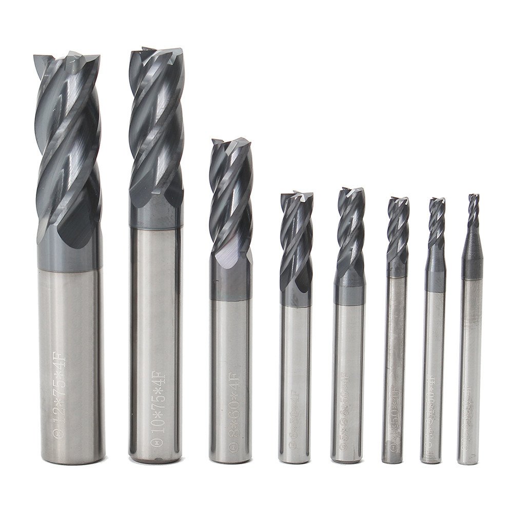 ChaRLes 8pcs 2-12mm 4 Flutes Carbide End Mill Set Tungsten Steel Milling Cutter Tool