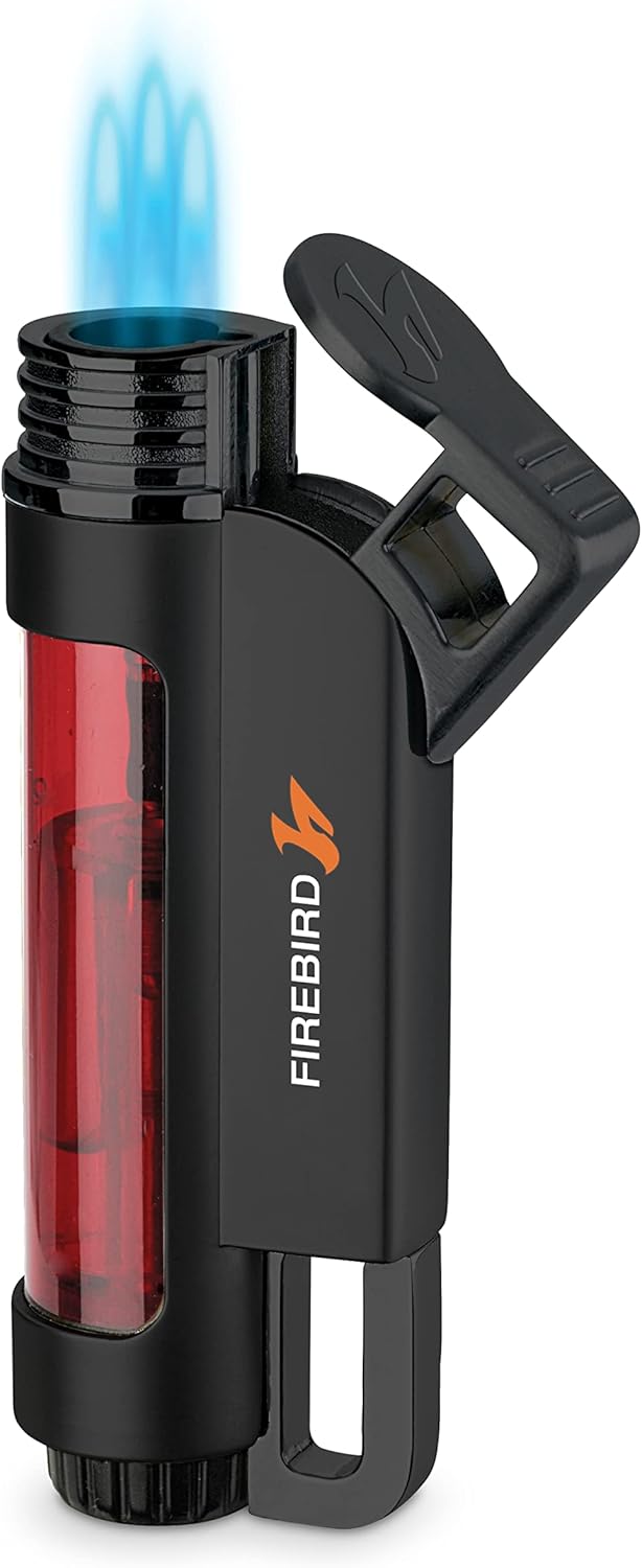 Firebird Illume Triple Jet Lighter - Windproof Torch Lighter - Butane Gas Refillable (for Safety Not Included) - Large Flame Adjuster Wheel - Large Fuel Tank - Easy Read Fuel Window